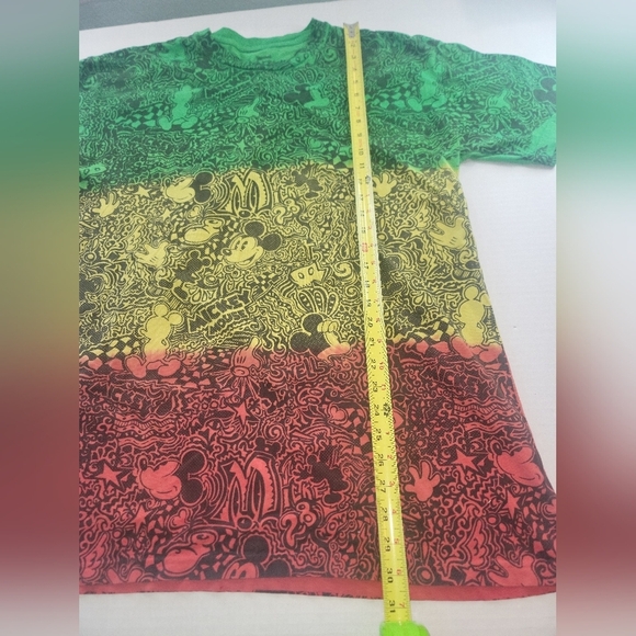 Disney Authentic Park Tri Color Short Sleeve Crew Neck SZ L All Over Front Print - Picture 3 of 10